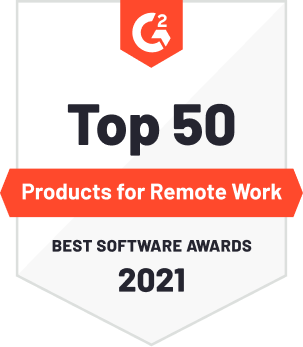 G2 Badge: Top 50 Products for Remote Work 2021